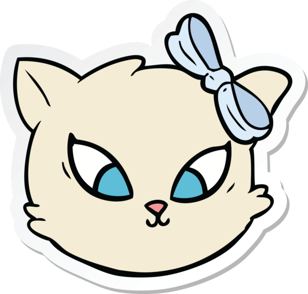 Bir insan tarafından çizilmiş şirin bir çizgi film kedisinin çıkartması.