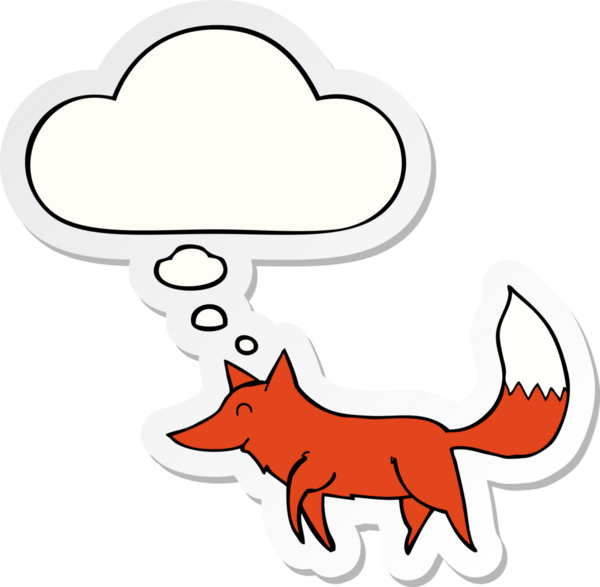 Düşünce baloncuğu insan tarafından çizilmiş bir çıkartma olan çizgi film kurdu.