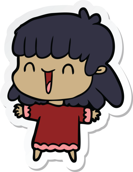 Bir insan tarafından çizilmiş bir karikatür kadının çıkartması.