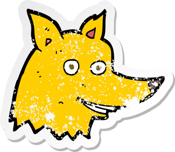 Bir insan tarafından çizilmiş bir tilki kafasının gerilimli çıkartması.