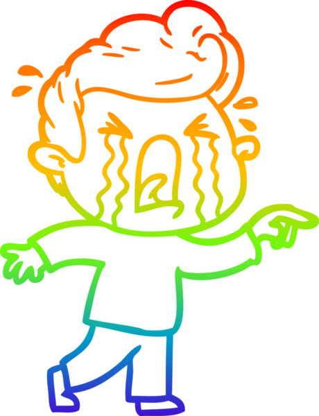 Bir insan tarafından çizilmiş ağlayan bir adamın çizdiği gökkuşağı gradyan çizgisi.