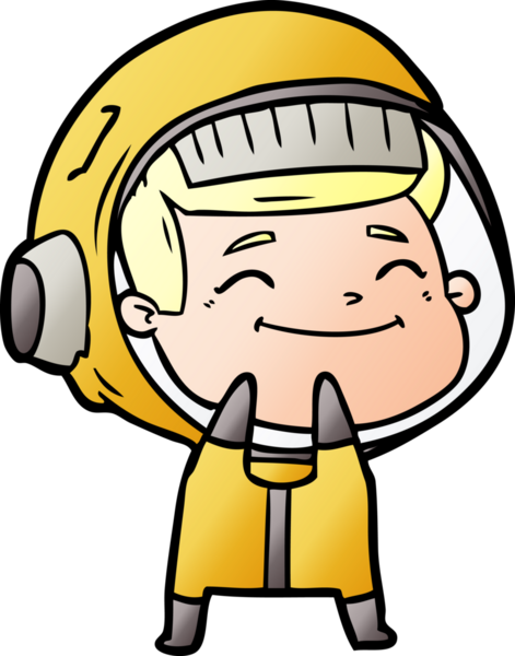 Bir insan tarafından çizilmiş mutlu astronot çizgi filmi.