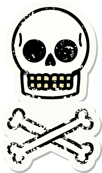 Bir insan tarafından çizilmiş geleneksel bir kafatası stili dövmesi var.