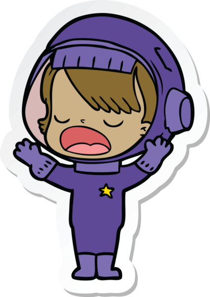 Bir insan tarafından çizilmiş astronot bir kızın çıkartması.