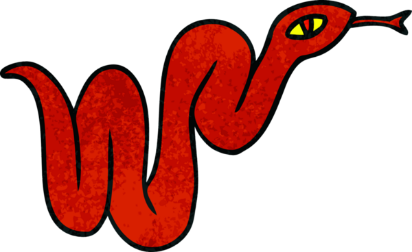 Bir insan tarafından çizilmiş bir bahçe yılanının el çizimi karikatürü.