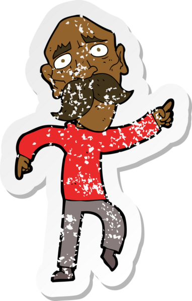 Bir insan tarafından çizilmiş üzgün, yaşlı bir adamın çizdiği karikatürün gerilimli yapıştırması.