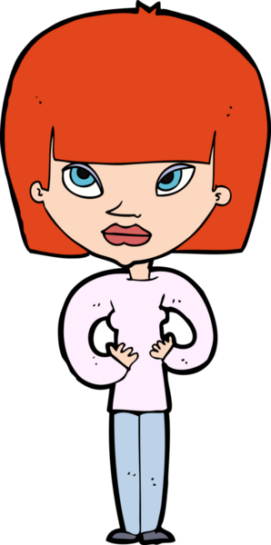 Bir insan tarafından çizilmiş kendine işaret eden çizgi film kadını.