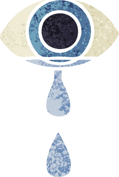 Bir insan tarafından çizilmiş ağlayan bir gözün retro çizim tarzı karikatürü