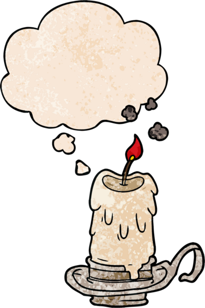 bir insan tarafından çizilmiş grunge desen biçiminde düşünce baloncuğu olan karikatürümsü mum.