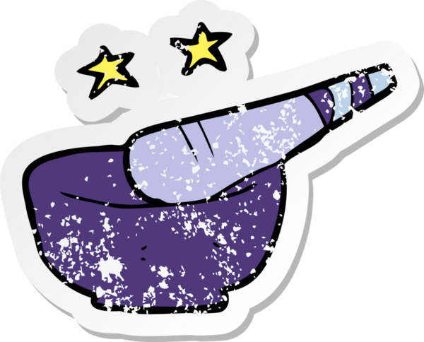 Bir insan tarafından çizilmiş karikatür tokmağı ve havan topunun geriletilmiş yapıştırması.