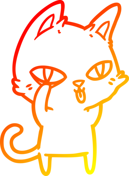 Bir insan tarafından çizilmiş çizgi film kedisinin sıcak çizgi çizimi