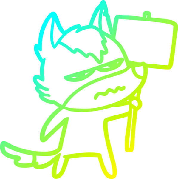 Bir insan tarafından çizilmiş, kızgın bir kurdun soğuk çizgi çizimi.