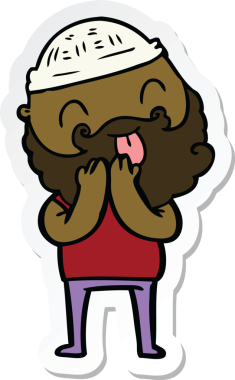 Bir insan tarafından çizilmiş sakallı bir adamın çıkartması.