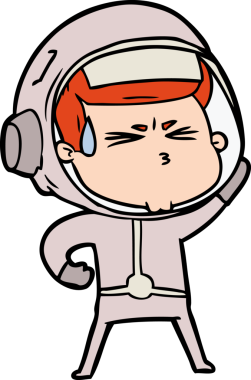 Çizgi film bir insan tarafından çizilmiş astronot.