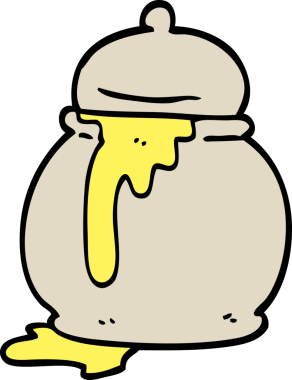 Bir insan tarafından çizilmiş el çizimi karikatür bal küpü.