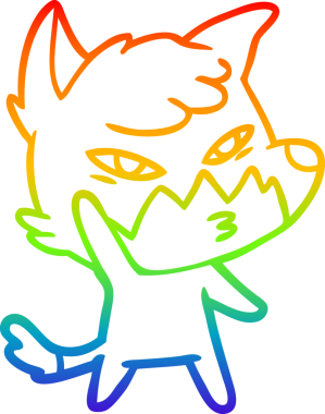 gökkuşağı gradyanı çizimi bir insan tarafından çizilmiş akıllı bir tilki çizgi filmi