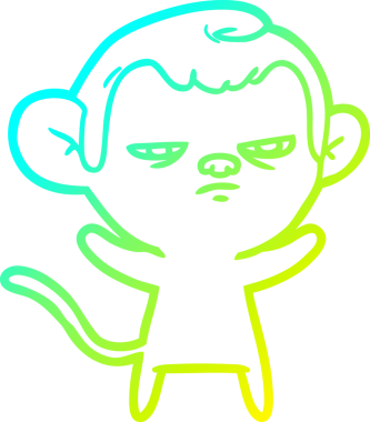 Bir insan tarafından çizilmiş, sinir bozucu bir maymunun soğuk çizgi çizimi.