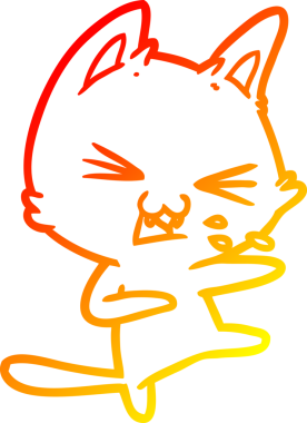 Bir insan tarafından çizilmiş çizgi film kedisinin sıcak çizgi çizimi