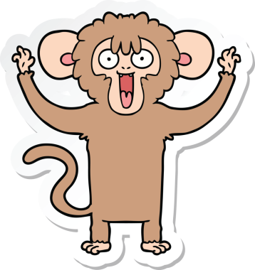 Bir insan tarafından çizilmiş çizgi film maymununun çıkartması.