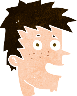 Bir insan tarafından çizilmiş mutlu çocuk yüzü.