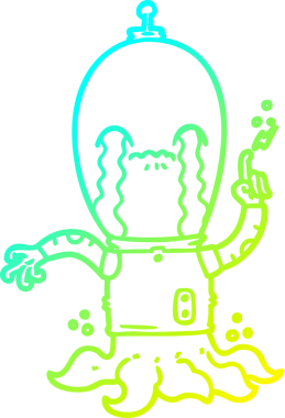 Bir insan tarafından çizilen çizgi film uzaylısının soğuk gradyan çizgisi