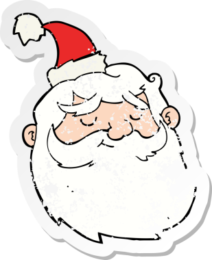 Bir insan tarafından çizilmiş Noel Baba çizgi filminin gerilimli çıkartması.