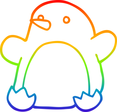 Bir insan tarafından çizilmiş dans eden penguen çizgi çizimi.