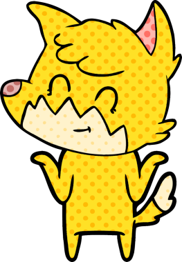 Bir insan tarafından çizilmiş çizgi film dostu tilki.