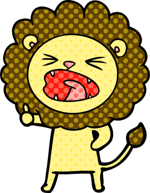 Bir insan tarafından çizilmiş çizgi film aslanı.