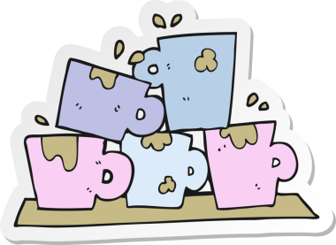 Bir insan tarafından çizilmiş kahve fincanının çıkartması.