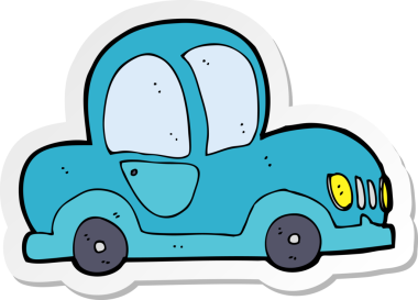 Bir insan tarafından çizilmiş bir çizgi film arabasının çıkartması.