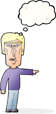 Bir insan tarafından çizilmiş düşünce baloncuğu olan bir adam.