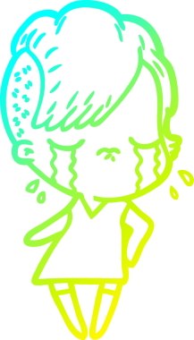 Bir insan tarafından çizilmiş ağlayan bir çizgi film kızı çizimi.