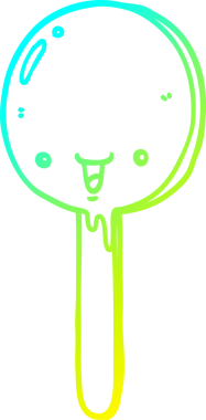 Bir insan tarafından çizilmiş şeker lolipopunun soğuk gradyan çizimi