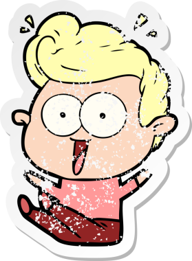 Bir insan tarafından çizilmiş, kederli bir çizgi film çıkartması.