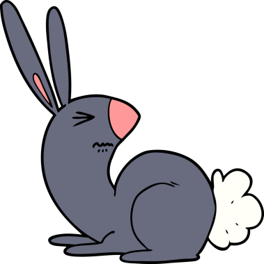 Bir insan tarafından çizilmiş kızgın tavşan çizgi filmi.