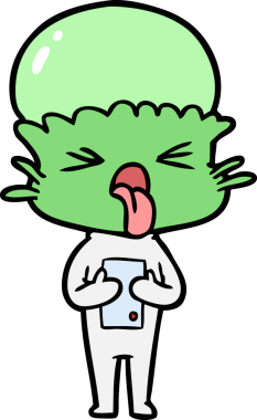 Bir insan tarafından çizilmiş iğrenç bir çizgi film uzaylısı.