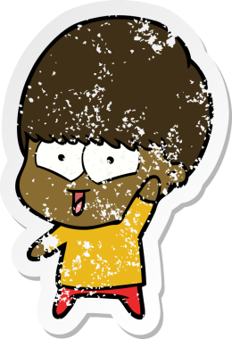 Bir insan tarafından çizilmiş mutlu bir çocuğun sıkıntılı çıkartması.