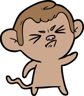 Bir insan tarafından çizilmiş kızgın maymun çizgi filmi.