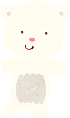 Bir insan tarafından çizilmiş şirin kutup ayısı yavrusu.