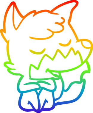 Bir insan tarafından çizilmiş dost bir tilkinin çizdiği gökkuşağı gradyan çizgisi.