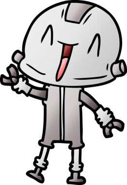 Bir insan tarafından çizilmiş çizgi film robotu