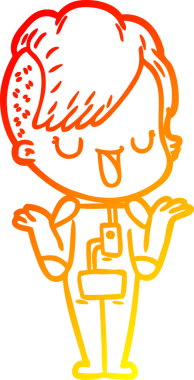 Hipster saç kesimi bir insan tarafından çizilmiş güzel bir çizgi film kızı çizimi.