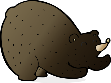 Bir insan tarafından çizilmiş esneyen siyah ayı çizgi filmi.