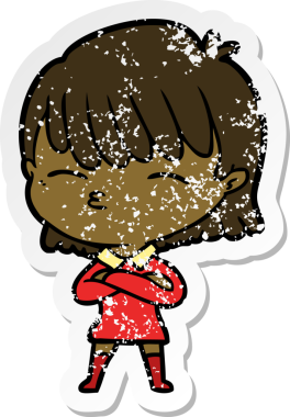 Bir insan tarafından çizilmiş karikatür bir kadının sıkıntılı çıkartması.