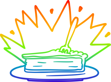 Gökkuşağı gradyanı bir insan tarafından çizilmiş harika bir tatlı karikatürü.