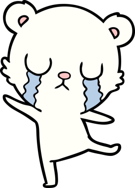 Bir insan tarafından çizilmiş üzgün küçük kutup ayısı çizgi filmi.