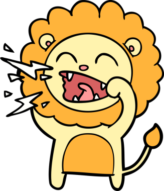 Bir insan tarafından çizilmiş kükreyen aslan çizgi filmi.