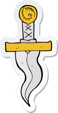 Bir insan tarafından çizilmiş karikatür hançeri çıkartması.