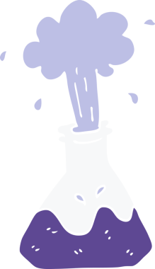 Bir insan tarafından çizilmiş karikatür patlayan kimyasal set.